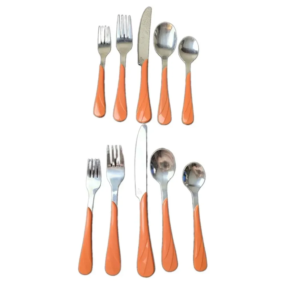 Genuine Fiesta 1991 PERSIMMON F-114 Swirl 10 PC Stainless Flatware Set for 2